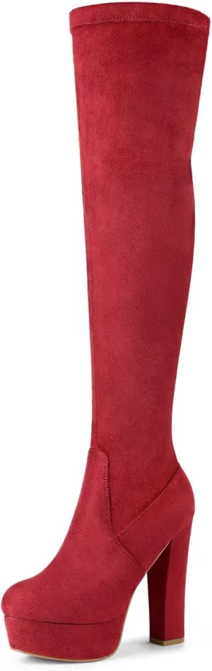 Allegra K Women's Platform Block Heel over Knee High Boots