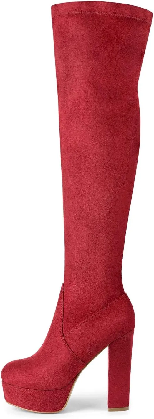 Allegra K Women's Platform Block Heel over Knee High Boots