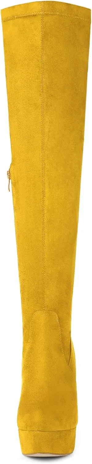 Allegra K Women's Platform Block Heel over Knee High Boots