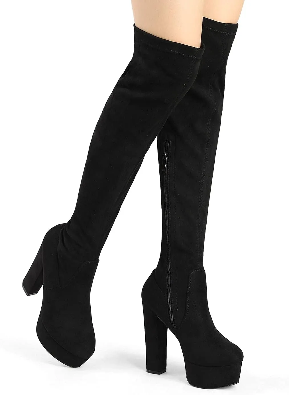 Allegra K Women's Platform Block Heel over Knee High Boots