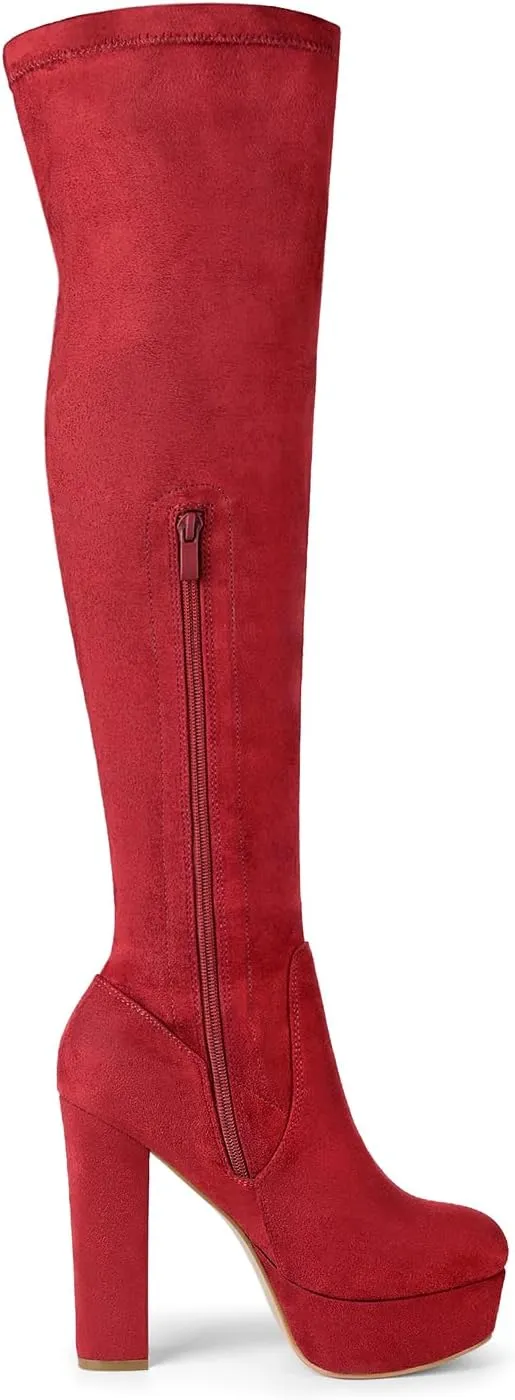Allegra K Women's Platform Block Heel over Knee High Boots