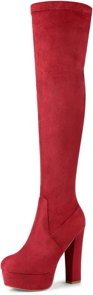 Allegra K Women's Platform Block Heel over Knee High Boots