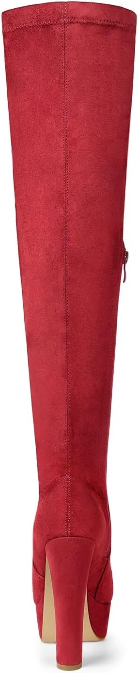 Allegra K Women's Platform Block Heel over Knee High Boots