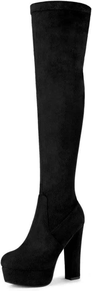 Allegra K Women's Platform Block Heel over Knee High Boots