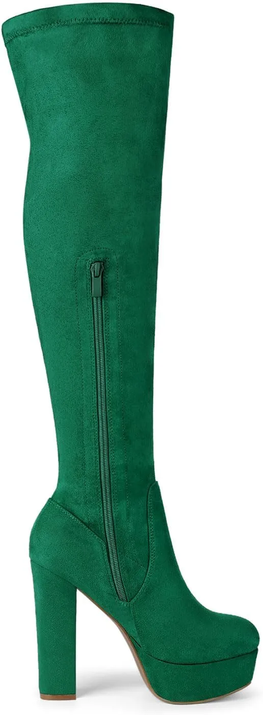 Allegra K Women's Platform Block Heel over Knee High Boots