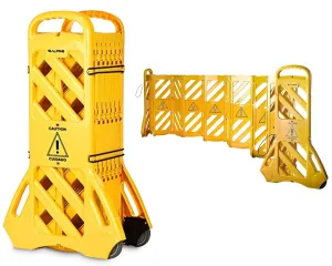 Alpine Commercial Safety Barriers, 13 Foot Expandable Mobile Barricade System - Folding Portable Barrier, Traffic Barricade Fence, Plastic Barricade for Construction, Traffic Control, Driveway Gate