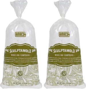 AMACO Sculptamold Modeling Compound, White, 3 lbs. Per Bag, 2 Bags (AMA41821C-2)