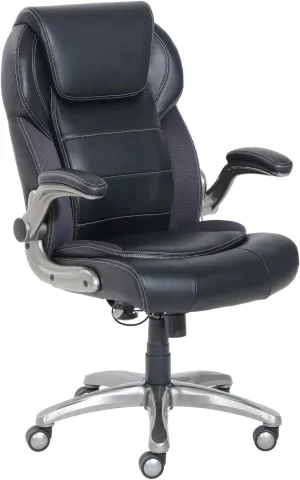 Amazon Basics Ergonomic High-Back Office Chair with Flip-Up Arms and Lumbar Support, 29.5"D x 27.5"W x 44.75"H, Black