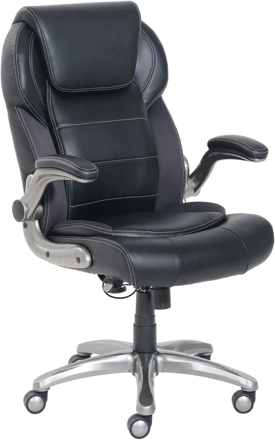 Amazon Basics Ergonomic High-Back Office Chair with Flip-Up Arms and Lumbar Support, 29.5"D x 27.5"W x 44.75"H, Black