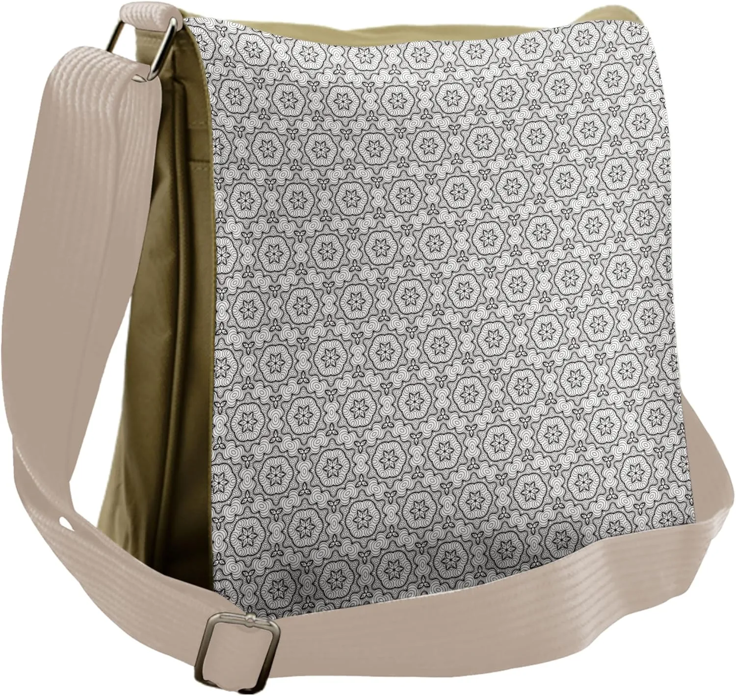Ambesonne Abstract Messenger Bag, Symmetrical Simple Motifs, Unisex Cross-body