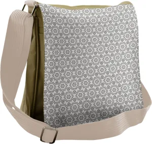 Ambesonne Abstract Messenger Bag, Symmetrical Simple Motifs, Unisex Cross-body