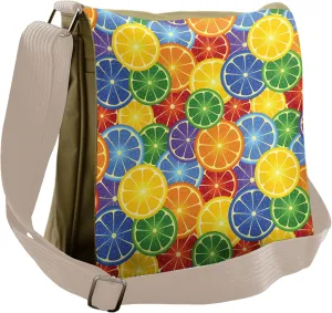Ambesonne Abstract Messenger Bag, Tropic Orange Fruit, Unisex Cross-body