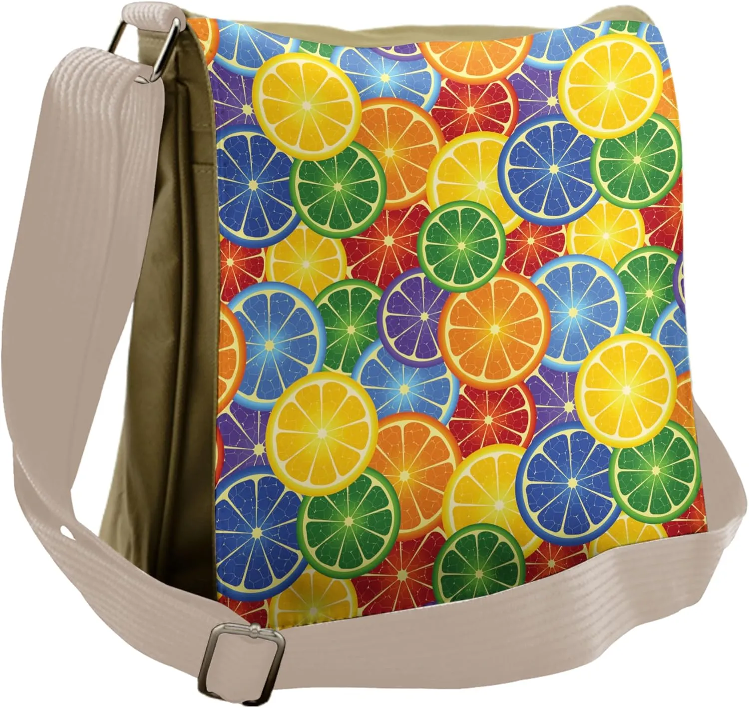Ambesonne Abstract Messenger Bag, Tropic Orange Fruit, Unisex Cross-body