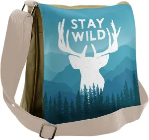 Ambesonne Adventure Messenger Bag, Scenic Wild Forest, Unisex Cross-body