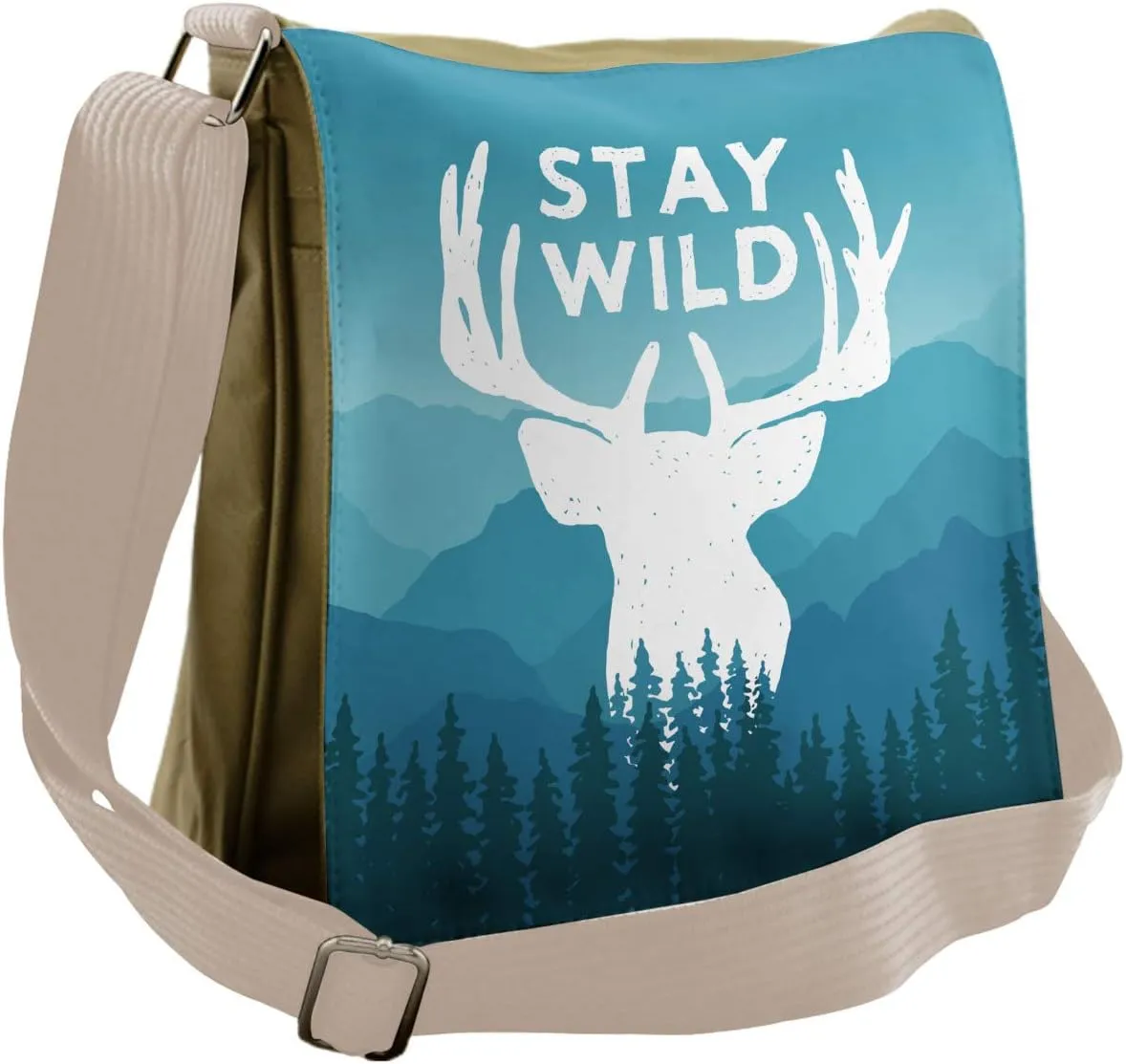 Ambesonne Adventure Messenger Bag, Scenic Wild Forest, Unisex Cross-body