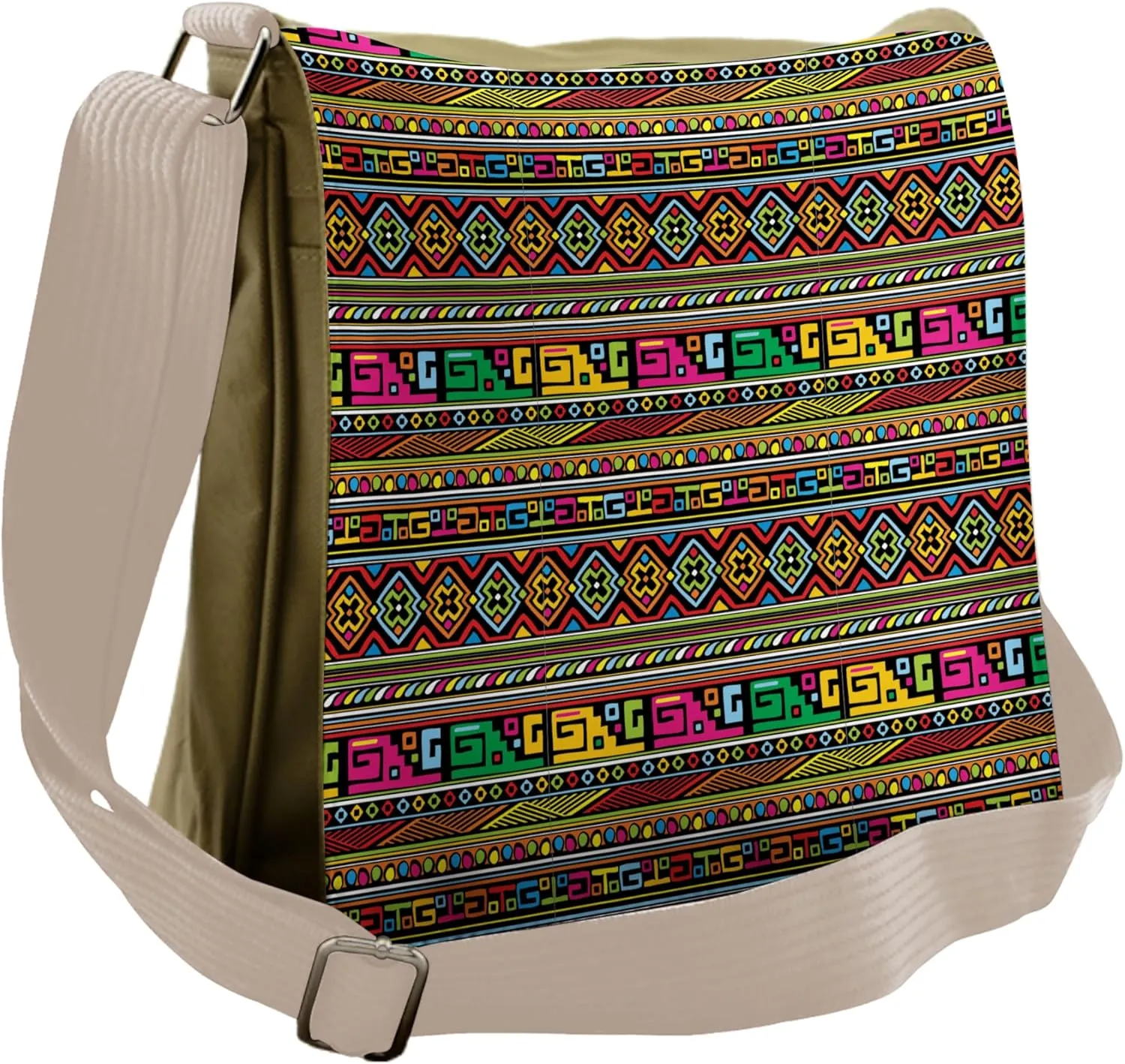 Ambesonne African Messenger Bag, Colorful Indigenous Art, Unisex Cross-body