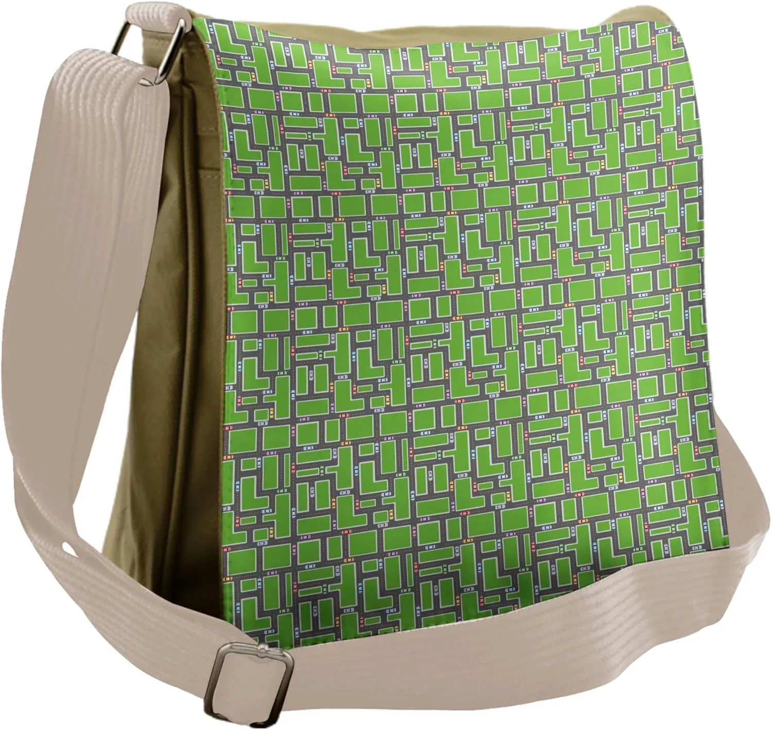 Ambesonne Car Race Track Messenger Bag, Cars on Roads, Unisex Cross-body
