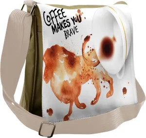 Ambesonne Coffee Art Messenger Bag, Be Brave Wild Lion, Unisex Cross-body