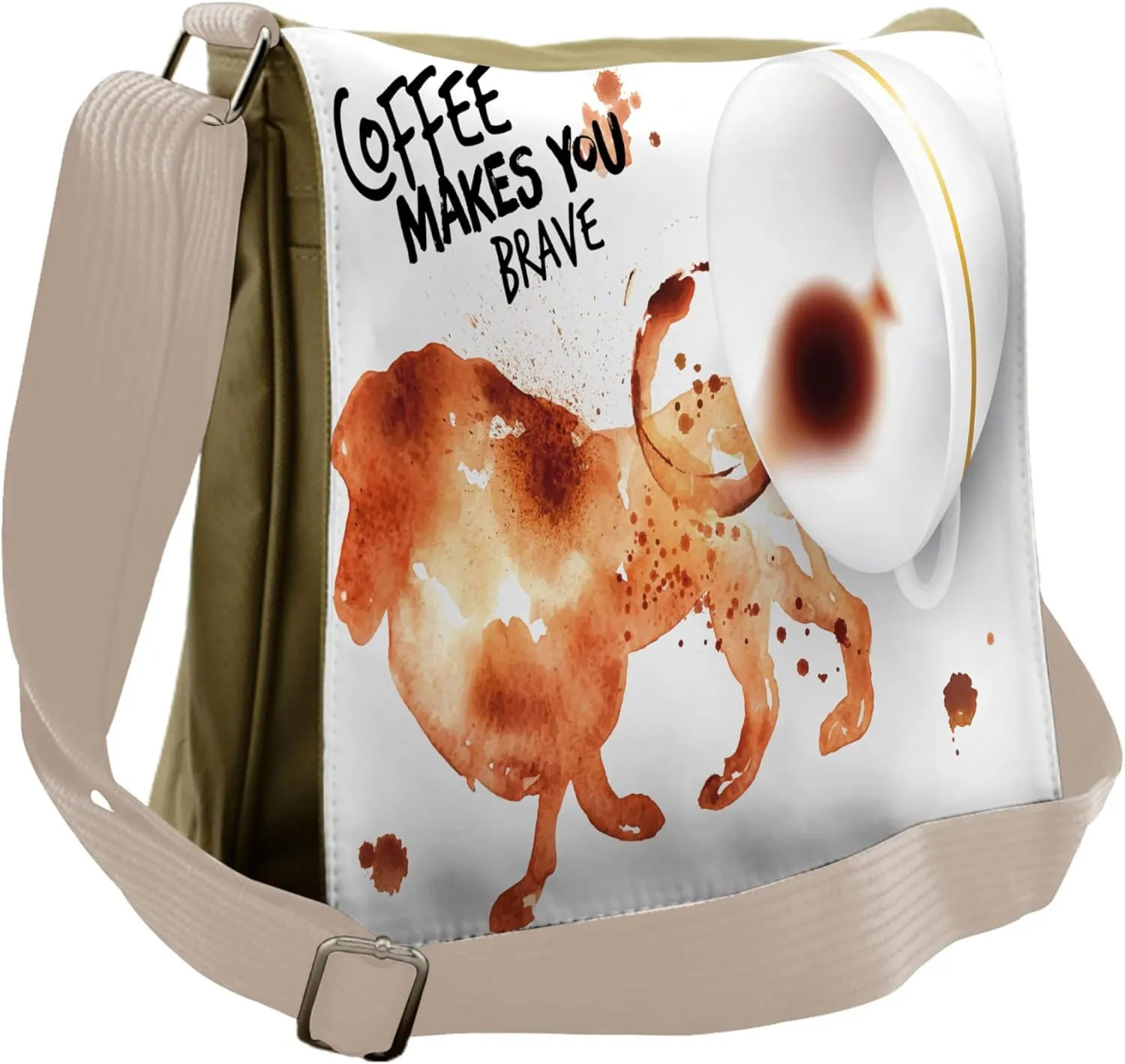 Ambesonne Coffee Art Messenger Bag, Be Brave Wild Lion, Unisex Cross-body
