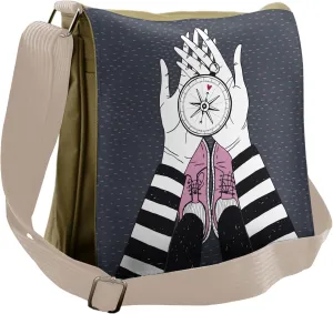 Ambesonne Compass Messenger Bag, Search for Love Girl, Unisex Cross-body