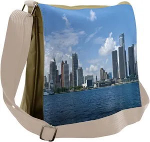 Ambesonne Detroit Messenger Bag, Downtown Shoreline, Unisex Cross-body