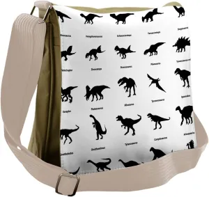 Ambesonne Dinosaur Messenger Bag, Evolution of Wildlife, Unisex Cross-body
