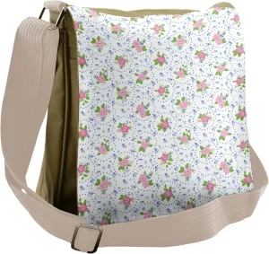 Ambesonne Flowers Messenger Bag, Nature Romance Classic, Unisex Cross-body