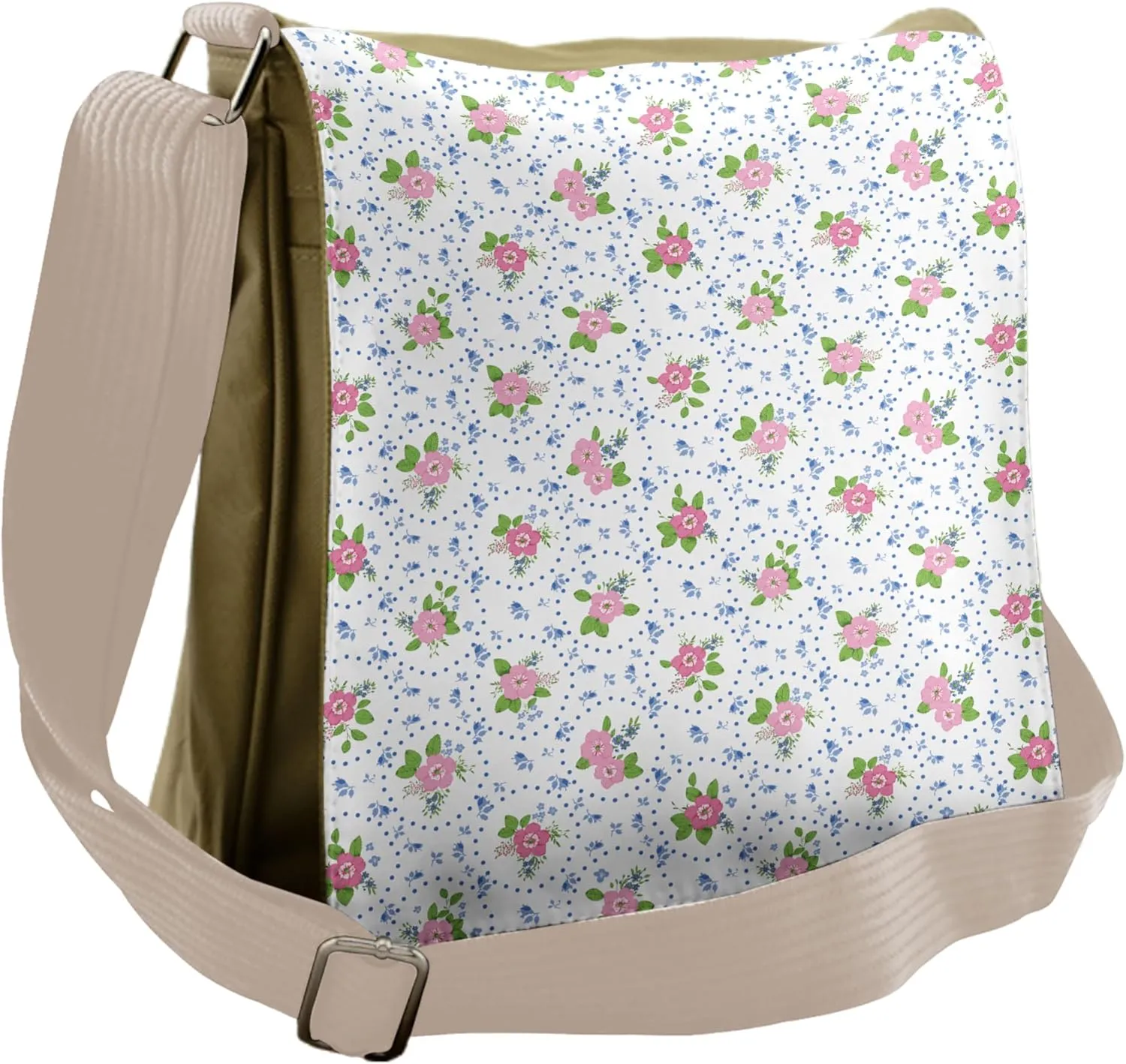 Ambesonne Flowers Messenger Bag, Nature Romance Classic, Unisex Cross-body
