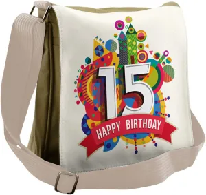 Ambesonne Fun Messenger Bag, Birthday Fifteenth, Unisex Cross-body
