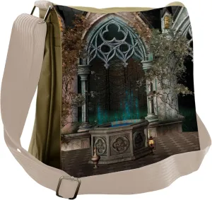 Ambesonne Gothic Messenger Bag, Old Gateway to Forest, Unisex Cross-body