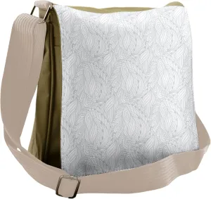 Ambesonne Grey and White Messenger Bag, Shabby Botany Herbs, Unisex Cross-body