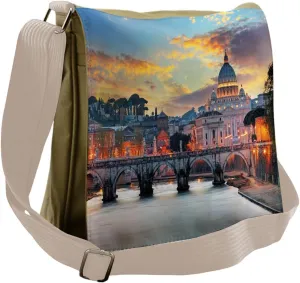 Ambesonne Italy Messenger Bag, View of Vatican Rome, Unisex Cross-body