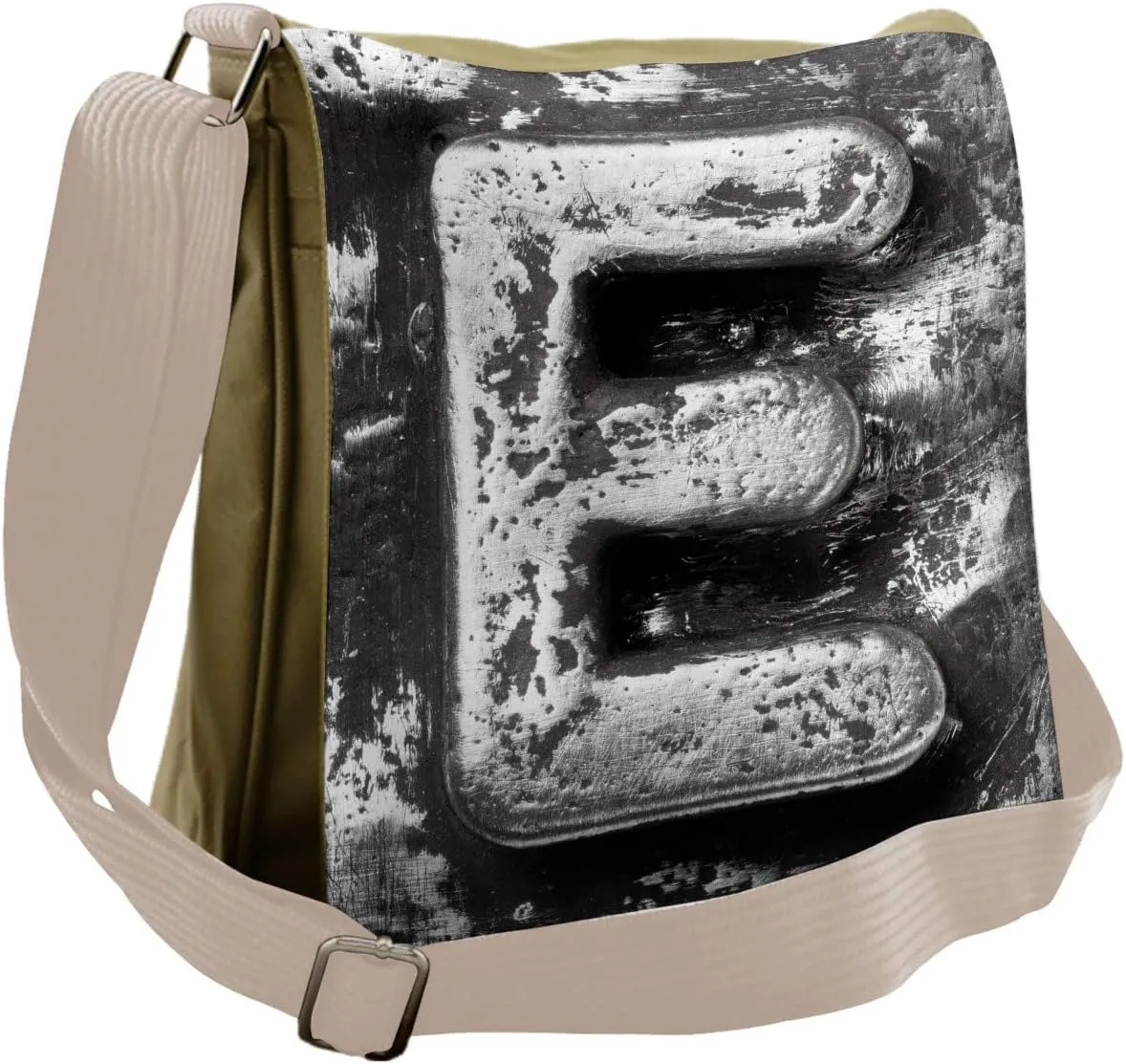 Ambesonne Letter E Messenger Bag, Nostalgic Medieval E, Unisex Cross-body