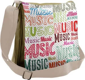 Ambesonne Music Messenger Bag, Typography Rhythm Funky, Unisex Cross-body