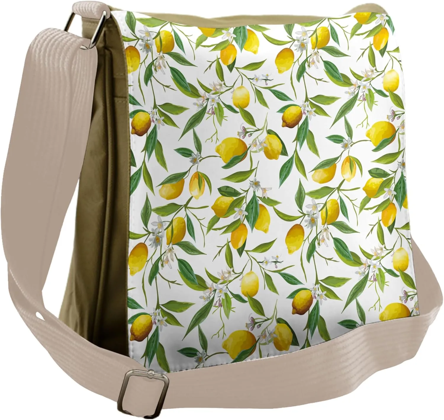 Ambesonne Nature Messenger Bag, Lemon Woody Romantic, Unisex Cross-body