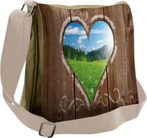 Ambesonne Outhouse Messenger Bag, Farm House Chalk Heart, Unisex Cross-body