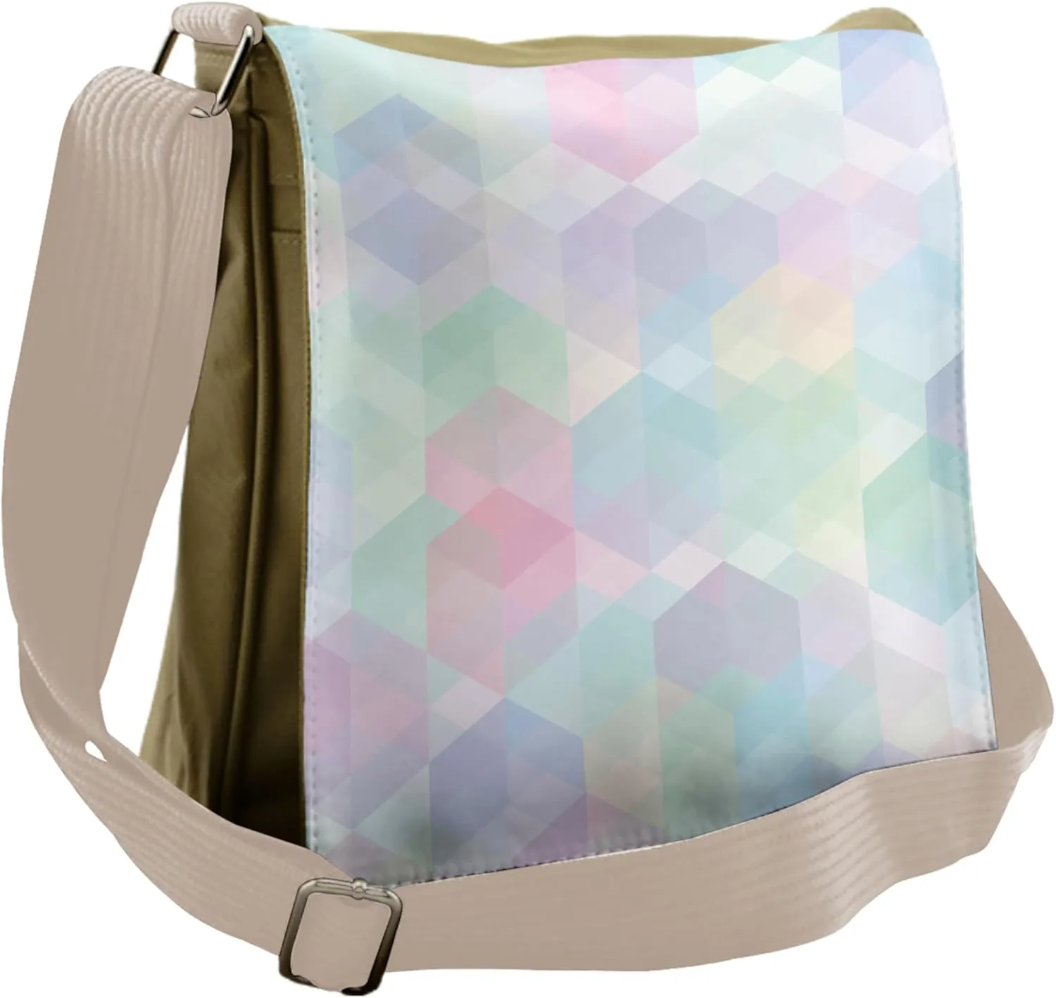 Ambesonne Pastel Messenger Bag, Hexagonal Soft, Unisex Cross-body