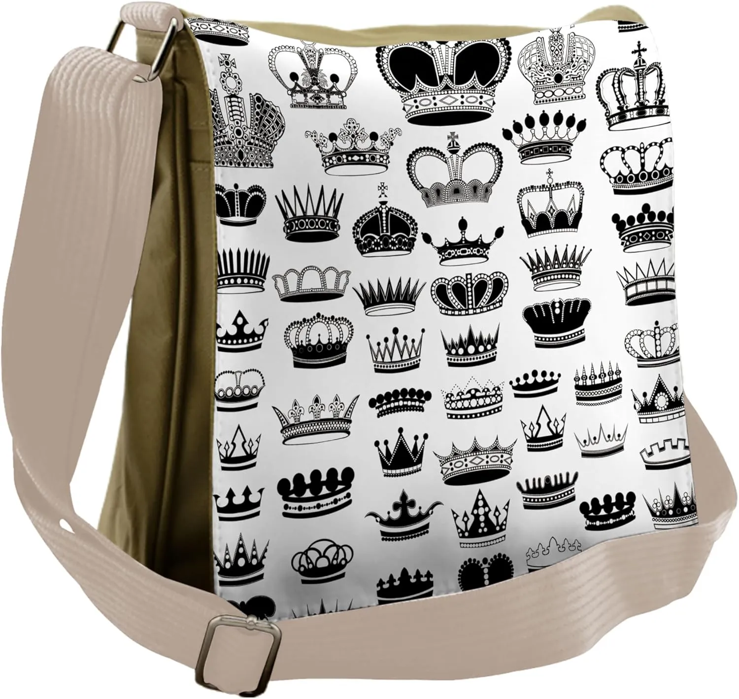 Ambesonne Queen Messenger Bag, Various Crowns Imperial, Unisex Cross-body