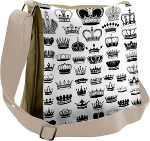 Ambesonne Queen Messenger Bag, Various Crowns Imperial, Unisex Cross-body