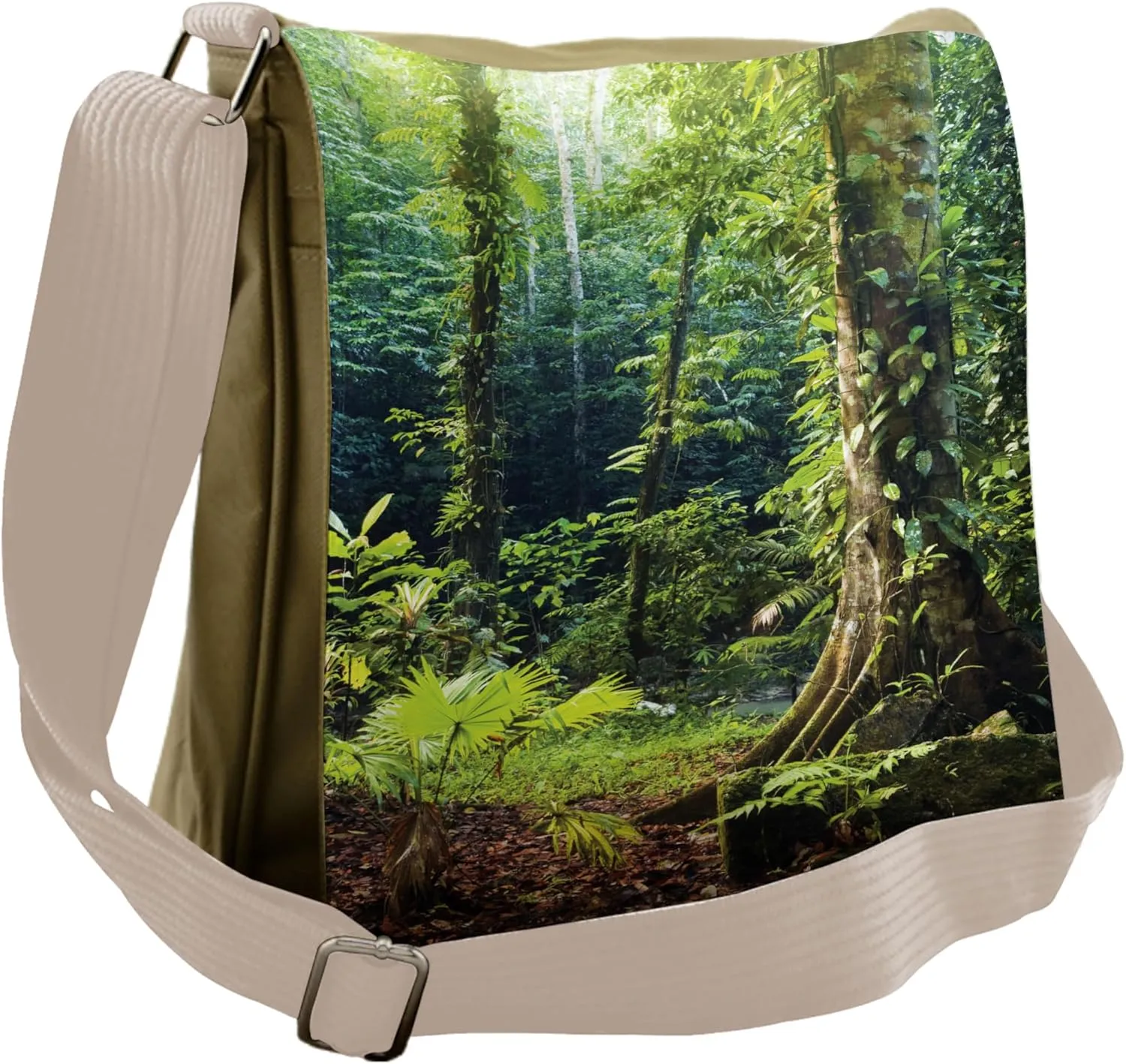 Ambesonne Rainforest Messenger Bag, Wild Ivy on Trees, Unisex Cross-body