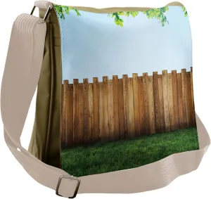 Ambesonne Rustic Messenger Bag, Nature Yard Field Plank, Unisex Cross-body