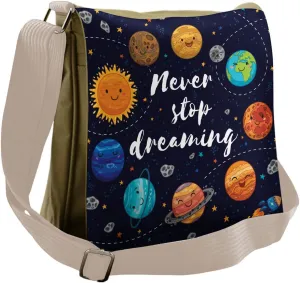 Ambesonne Saying Messenger Bag, Outer Space Star Cluster, Unisex Cross-body