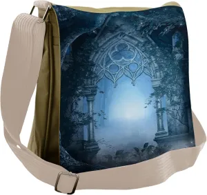 Ambesonne Scenery Messenger Bag, Foggy Palace, Unisex Cross-body