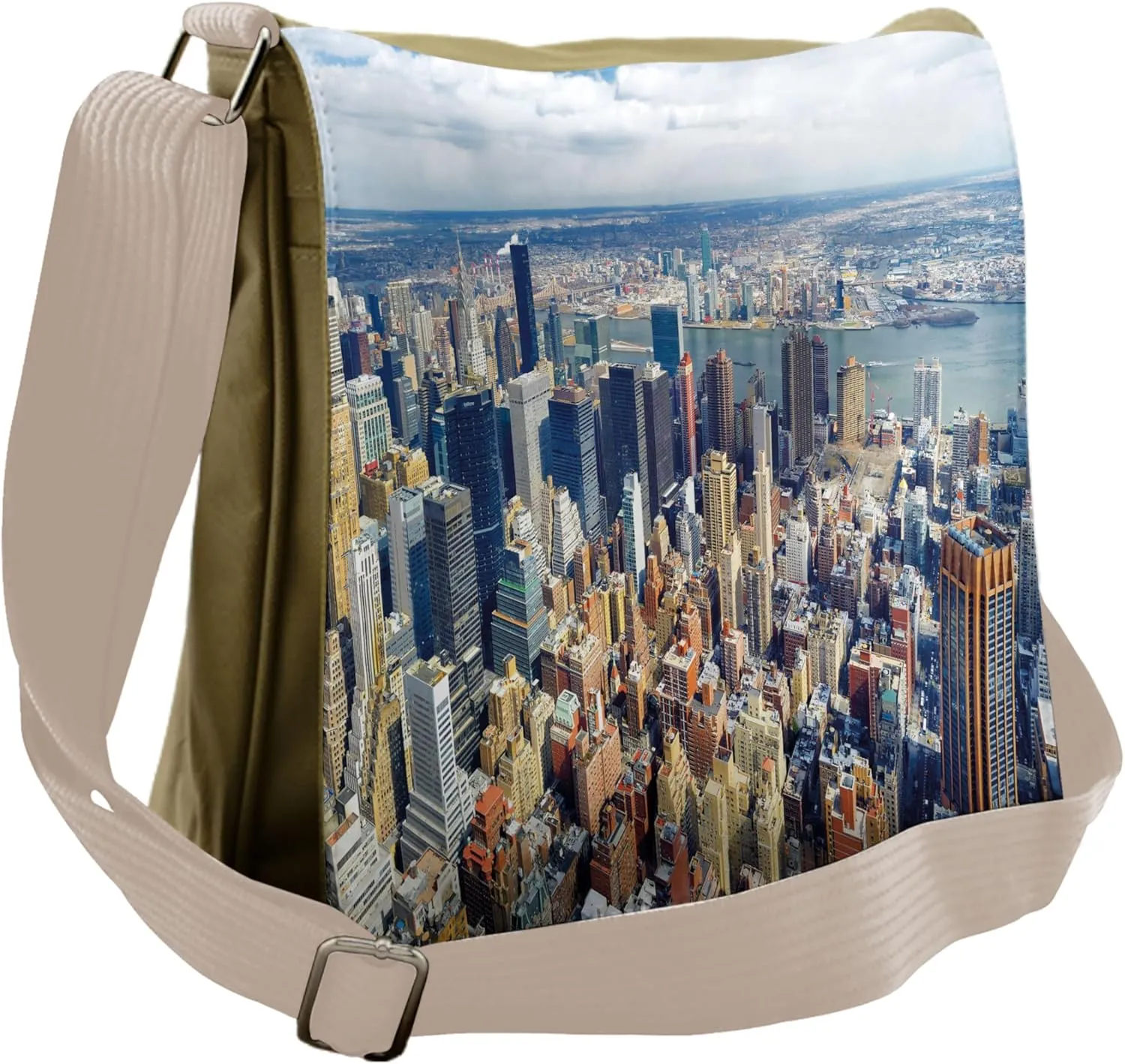 Ambesonne Urban Messenger Bag, Manhattan USA Aerial View, Unisex Cross-body