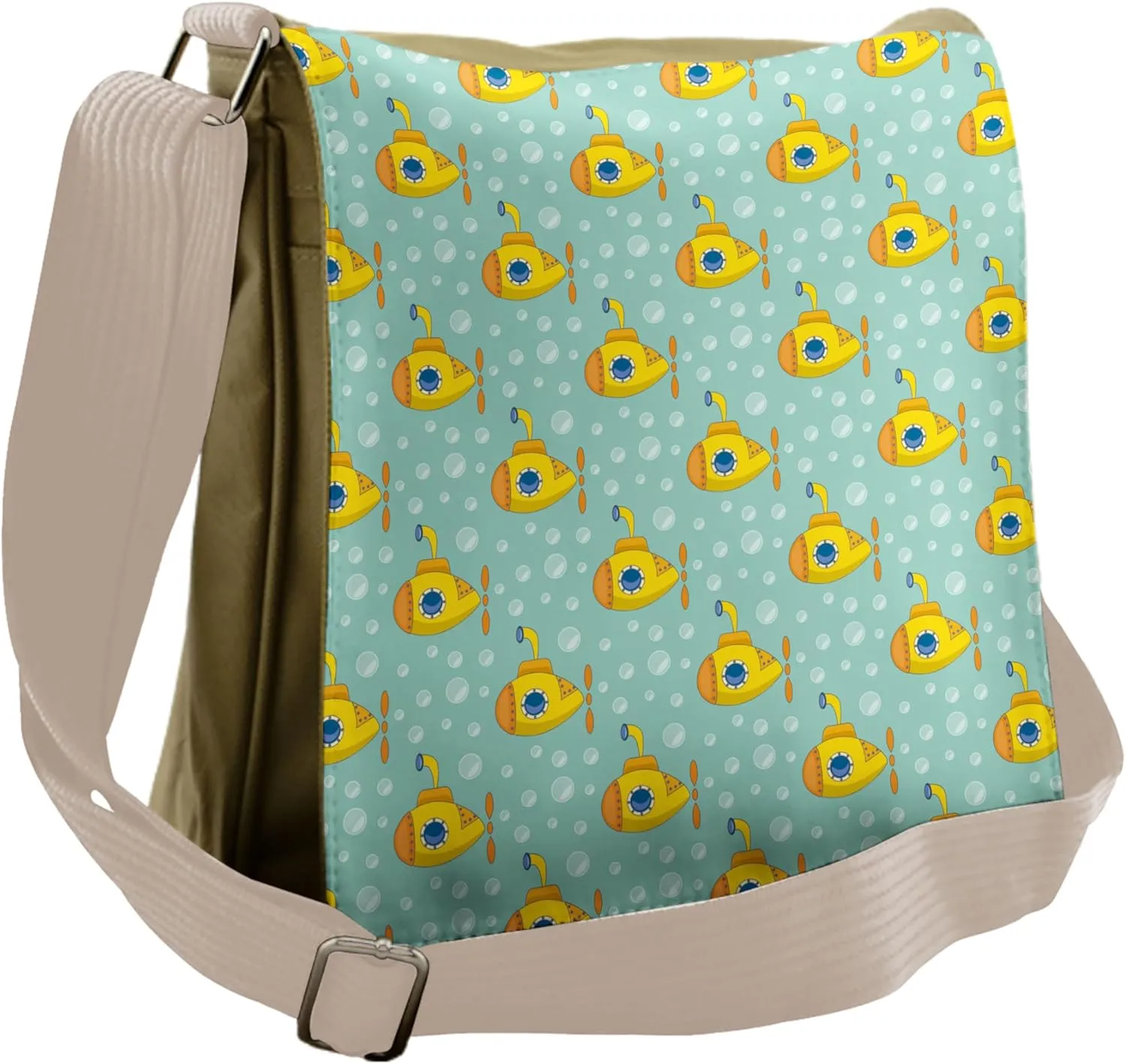 Ambesonne Yellow Submarine Messenger Bag, Nautical Style, Unisex Cross-body