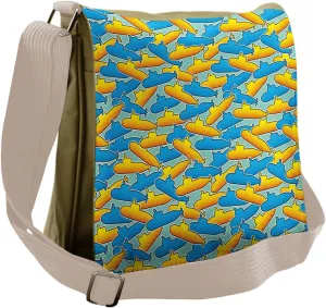 Ambesonne Yellow Submarine Messenger Bag, Pop Art Style, Unisex Cross-body