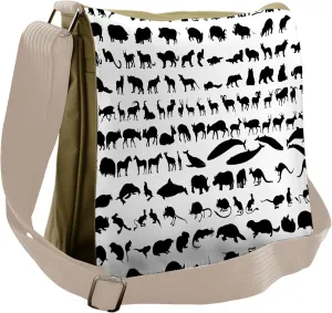 Ambesonne Zoo Messenger Bag, Animal Silhouettes Habitat, Unisex Cross-body