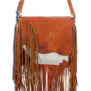 American Darling ADBG385TAWBR Messenger Hair-On Genuine Leather Women Bag Western Handbag Purse