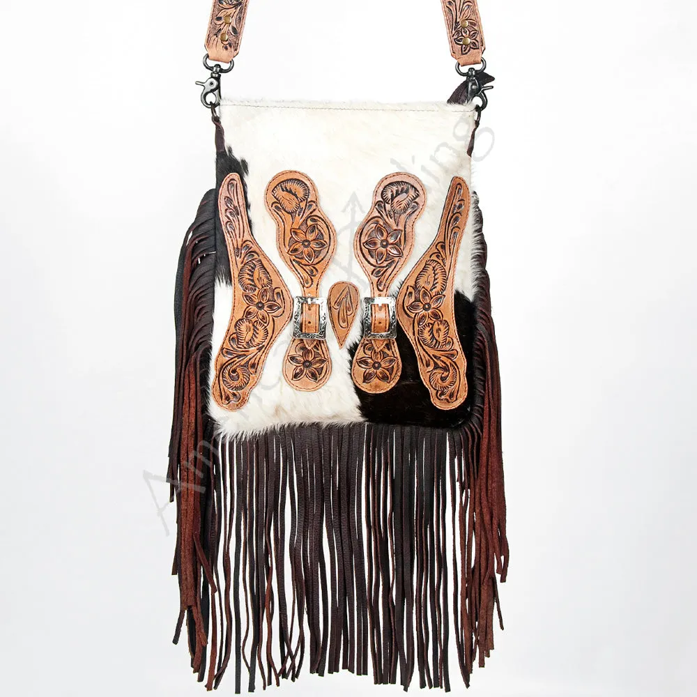American Darling ADBG393 Messenger Hand Tooled Hair-On Genuine Leather Women Bag Western Handbag Purse