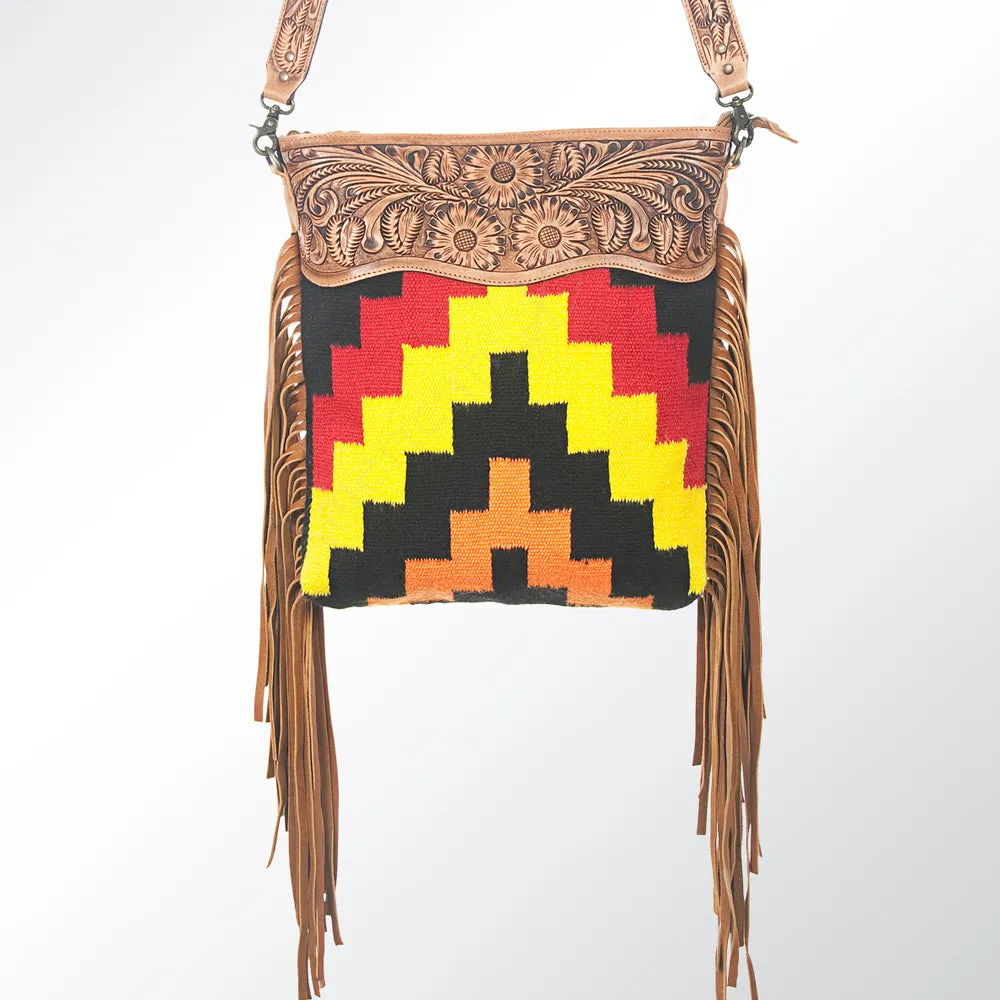 American Darling ADBGZ270 Messenger Hand Tooled Saddle Blanket Genuine Leather Women Bag Western Handbag Purse